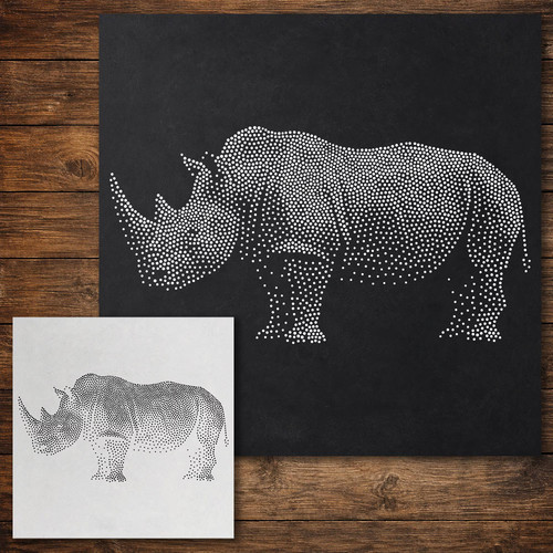 Rhino stipple art stencil - rhino,