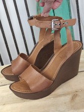 Topshop Tan Leather Wedge