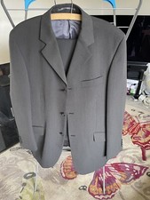 TOM WOLFE  38,30 CHARCOAL GREY/BROWN WOOL BLEND JACKET SUIT EXCELLENT CONDITION
