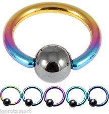 Titanium Hematite Ball Bead Silver Hoop Lip Nose Belly Nipple Bar Ring Men Women