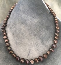 Vintage Black Freshwater Pearl Necklace 16 Inches 