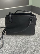 Franchetti Bond Italian Black Leather Double Strap Crossbody Shoulder Handbag