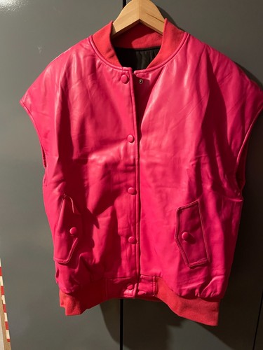 Women fuschia faux leather