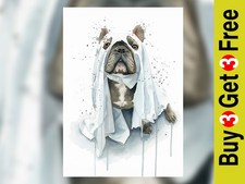 Playful Frenchie Pup 5"x7" Print on Matte Paper | Adorable Ghost Dog Painting