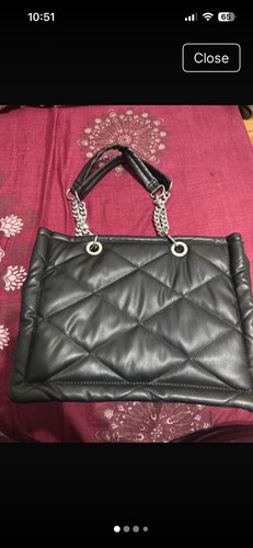 Black quilted silver chain - quilted,