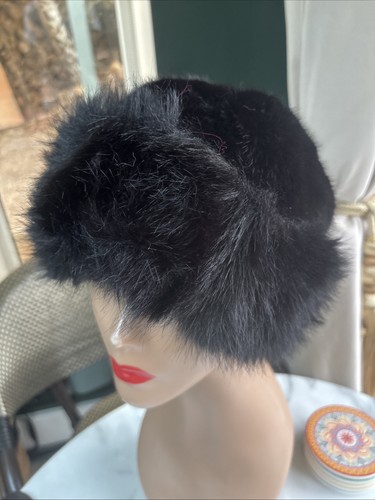 Black faux fur cossack hat - fur,