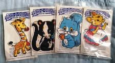 Lot of 4 x Vintage Children's Sew-On Patches Appliques Animals