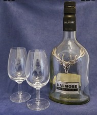 2 The Dalmore Whisky Glasses and Empty Bottle The Dalmore King Alexander III