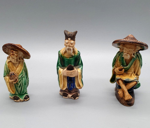 Three vintage chinese mud - three, men