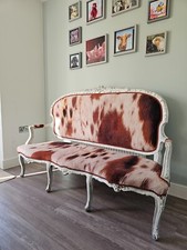 Faux cow print feature chair french lewis xv style