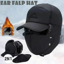 Mens Warm Hat Winter Russian Earflap Face Mask Ski Cap Aviator Trapper