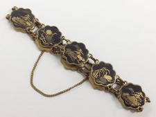 Vintage Japanese Damascene Silver Inlay Bracelet Circa 1940