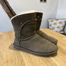 BearPaw Suede Sheepskin Lined Boots Natural Leather  Unisex Size Warm Snow