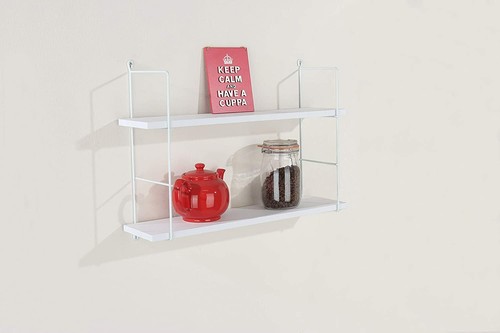 Metal wire wood wall shelf - wood,