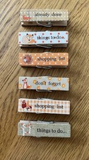 Fridge Magnet Woodland Decorative Pegs Clips X 6
