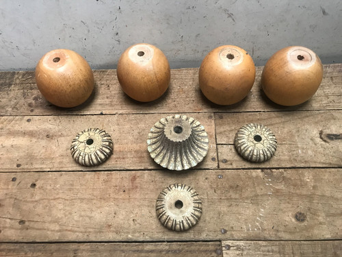 Lot lamp stem wood balls - lot, 8