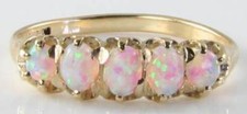 DIVINE 9K 9CT GOLD AAA AUS OPAL ETERNITY ART DEC INS FIVE STONE RING FREE RESIZE