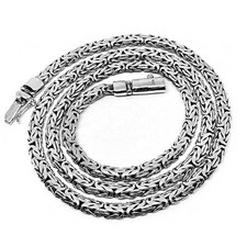 mens handmade solid sterling silver byzantine chain necklace 4mm