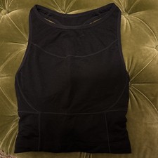 Icebreaker Merino Women’s Black Crop Vest Racerback Bra top size Small Cool Lite