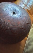 Vintage Folk Art Hand Carved Gourd  Primitive