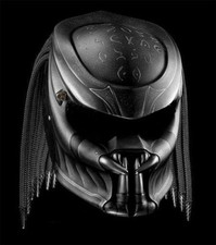 TOP PREDATOR HELMET CUSTOM BLACK SYMBOL SILVER (DOT & ECE CERTIFIED)