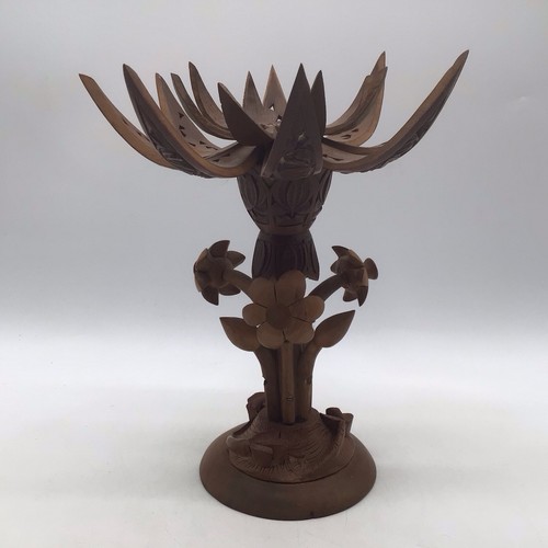 Vintage carved wooden lotus - vintage,