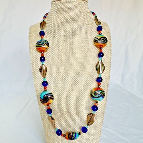 Lampwork art glass disc - disc, bead