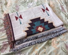 Unbranded Multicoloured Aztec Southwestern Style Fringe Detail Throw 71" X 50"