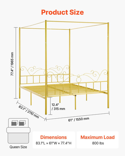 Queen size canopy - bed, frame