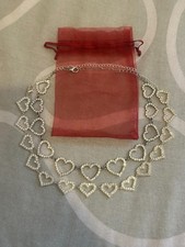 x2 Ladies silver diamante hearts choker necklaces - Excellent condition!