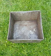 Vintage Square Galvanised Steel Tote Storage Box / Garden Planter