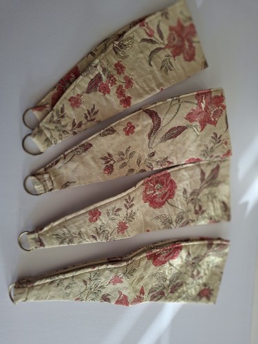 Gold red floral brocade - &,