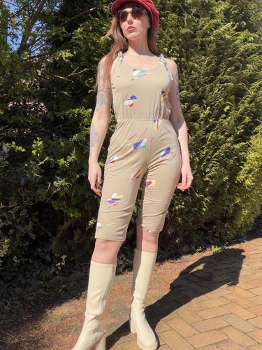Vintage 1980s playsuit beige - 1980s,