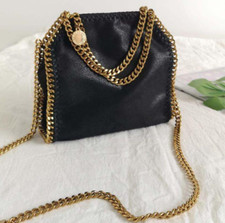 Stella McCartney Falabella Tiny Shoulder Bag Chain Gold Tote Bag Black Outlet