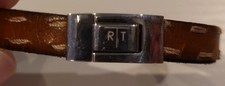 TATEOSSIAN LONDON STAINLESS STEEL LEATHER BRACELET Size L 19.5 cm