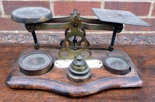 Victorian antique brass postal desk scales letter weighing country house weights