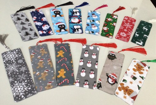 Christmas fabric bookmarks - christmas,