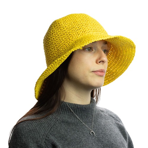 Yellow floppy straw - yellow, hat