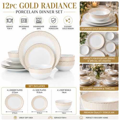 12pc gold radiance - 12pc, porcelain
