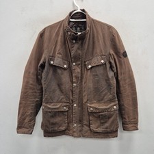 Barbour Mens Duke Wax Waterproof Country Biker Quilted Brown Jacket Coat Small #