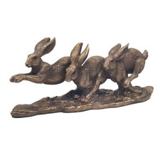 Bronze hares ornament resin - hares,