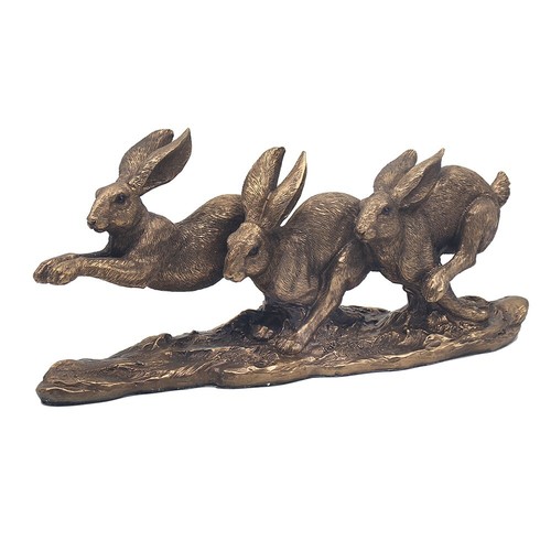 Bronze hares ornament resin - bronze,