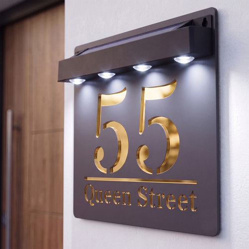 Laser house number plaques - number,