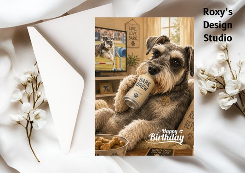 Funny schnauzer birthday card - funny,