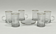 Turkish Arabic 6pcs Glass Tea & Kahwa Serving Set With Saucers Gift
