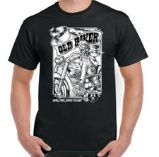 Old Biker T-Shirt Mens Motorbike Cafe Racer Bike Motorcycle Indian Top Chopper