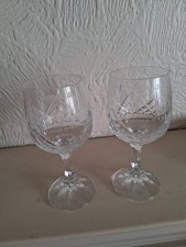 2 Lead Crystal Wine Glasses