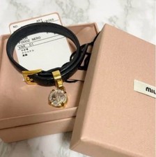 【🇺🇸tax paid🌎offer OK】 Miu Miu Versatile Bracelet black Leather with a box
