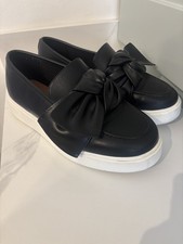 Women’s UK 7 Russell Bromley bow Casablanca Black Leather Plimsole Shoes 40