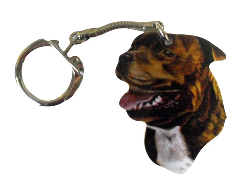 Brown staffie keyring - brown,